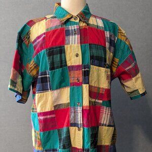 Clementine Button-up Short-sleeved Patchwork Shirt